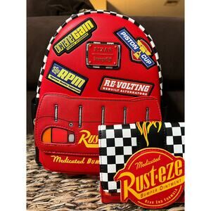 Loungefly Disney Pixar Cars Lightning McQueen Mini Backpack & Rust-eze Wallet
